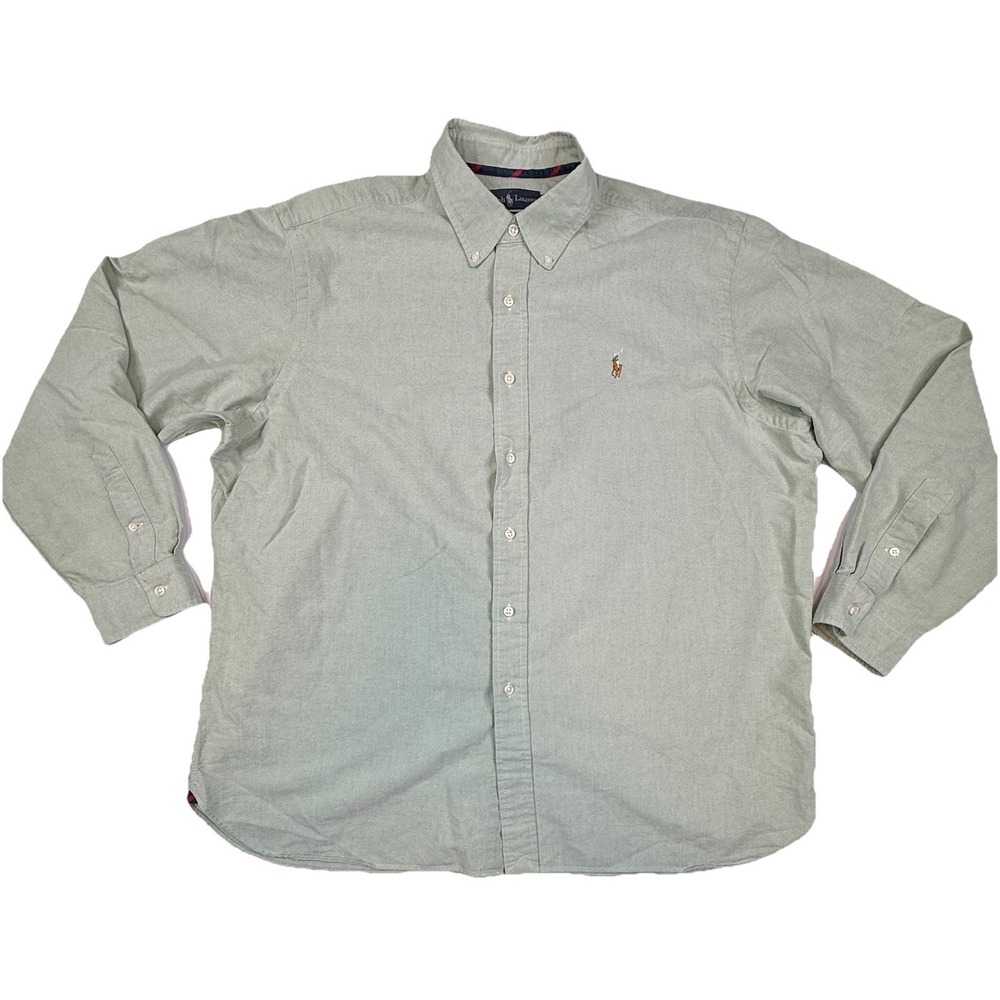 Ralph Lauren Classic Fit Button Down Oxford Shirt Flesh Pony Green Mens‎ XXL